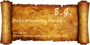 Balzarovszky Gergő névjegykártya